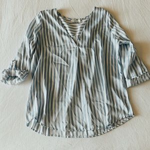 White and blue striped shirt